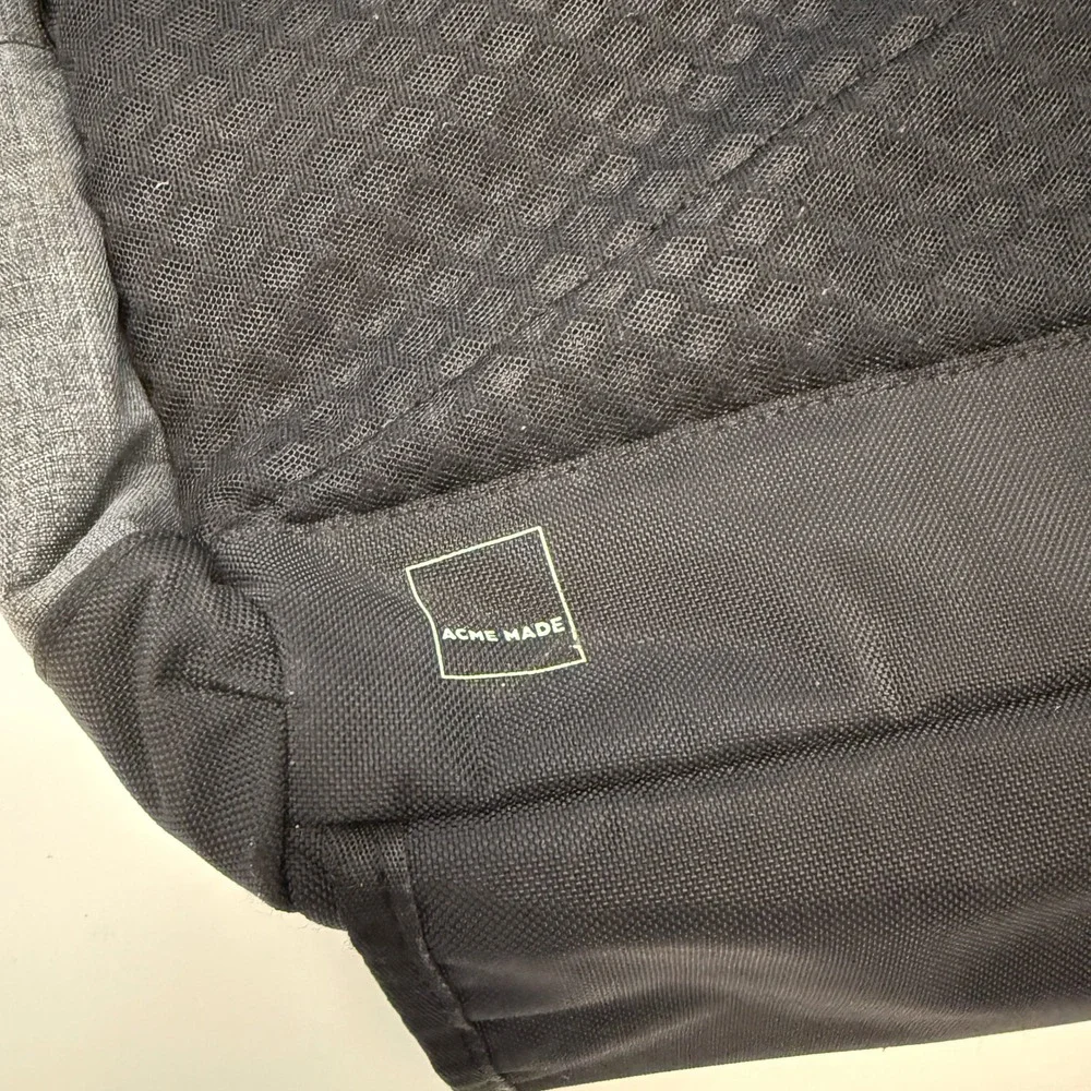 Acme Made Divisadero Grey Black Canvas Laptop Messenger Bag‎ Mens Womens